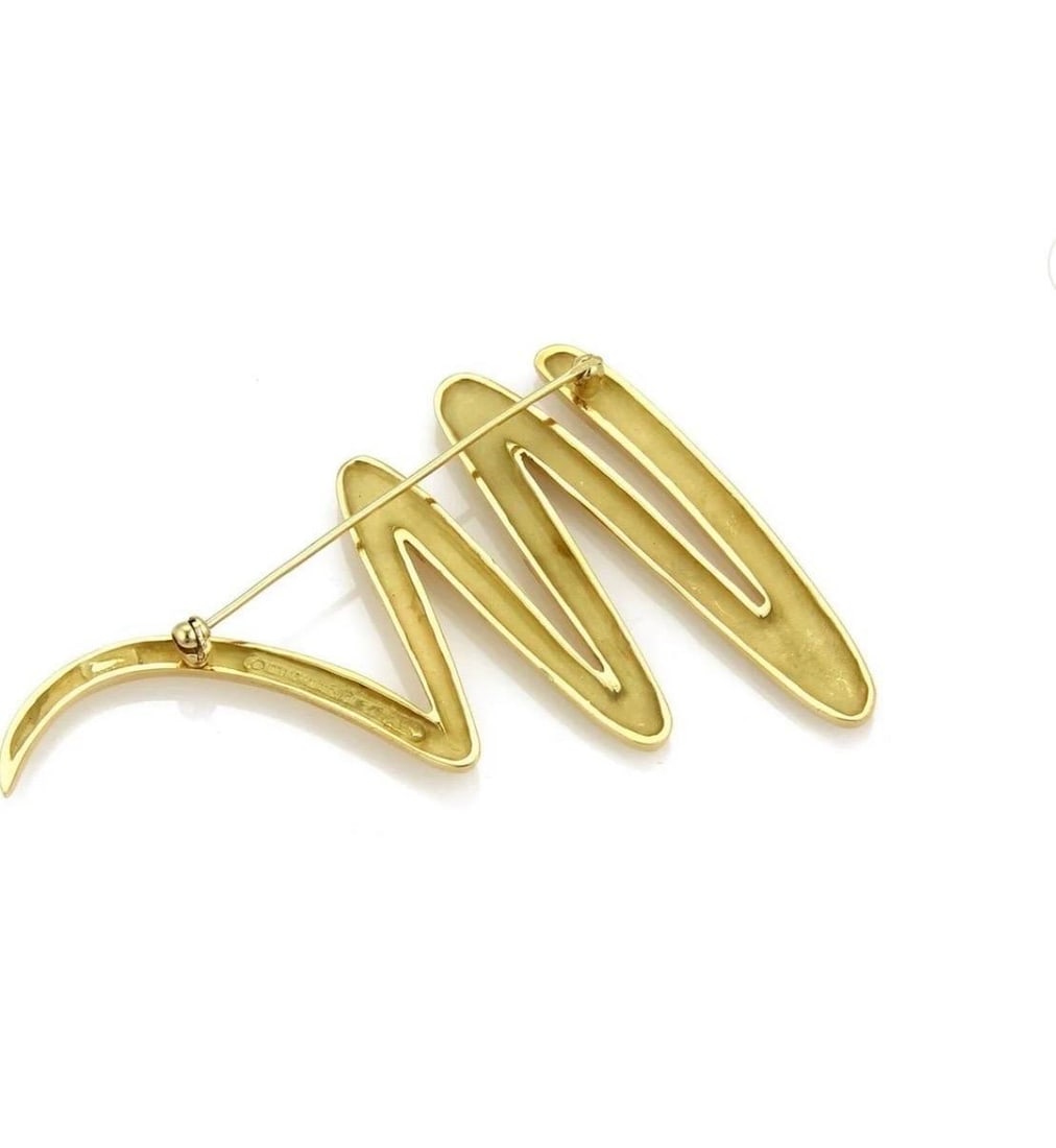Tiffany & Co. Picasso Large Zig Zag 18k Yellow Gold Scribble Pin/Brooch, 31 Gm - 18