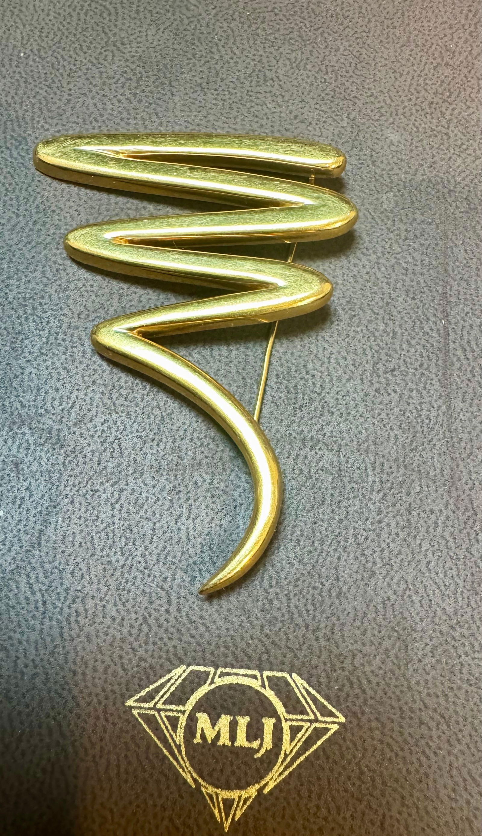 Tiffany & Co. Picasso Large Zig Zag 18k Yellow Gold Scribble Pin/Brooch, 31 Gm - 2