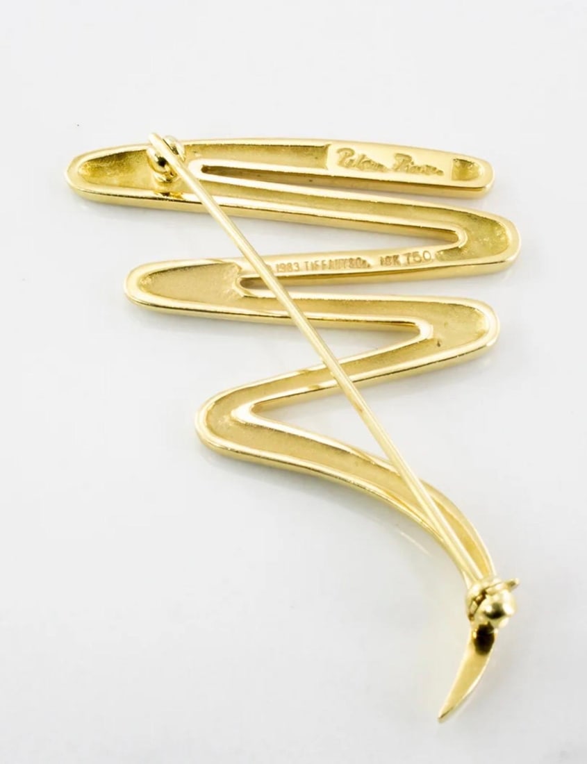Tiffany & Co. Picasso Large Zig Zag 18k Yellow Gold Scribble Pin/Brooch, 31 Gm - 3