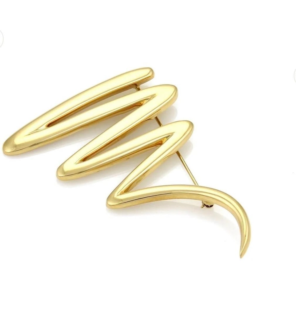 Tiffany & Co. Picasso Large Zig Zag 18k Yellow Gold Scribble Pin/Brooch, 31 Gm - 5