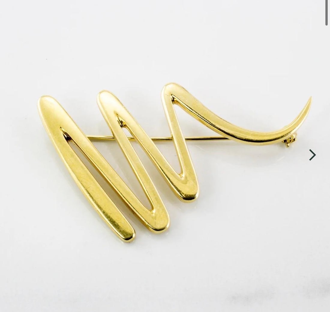 Tiffany & Co. Picasso Large Zig Zag 18k Yellow Gold Scribble Pin/Brooch, 31 Gm - 6