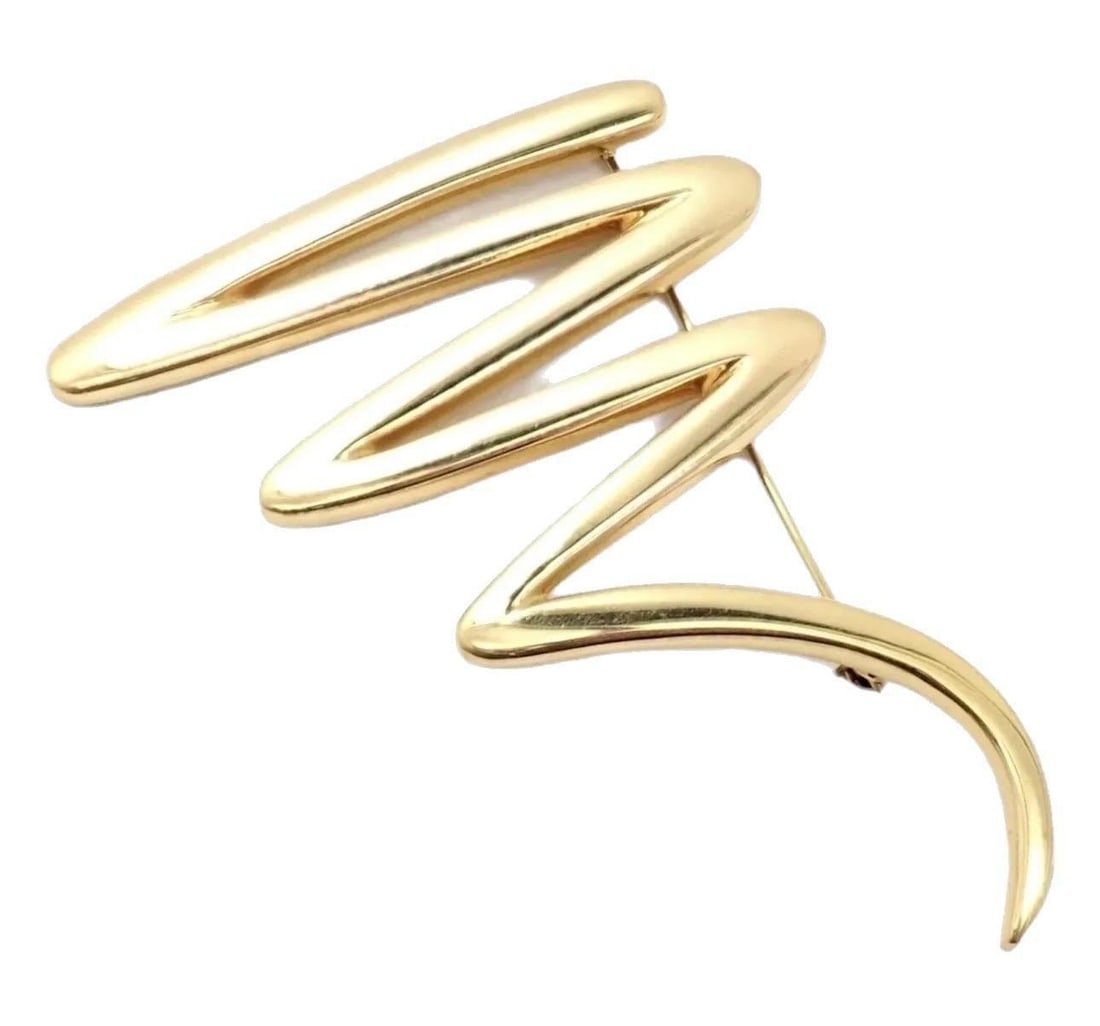 Tiffany & Co. Picasso Large Zig Zag 18k Yellow Gold Scribble Pin/Brooch, 31 Gm - 7