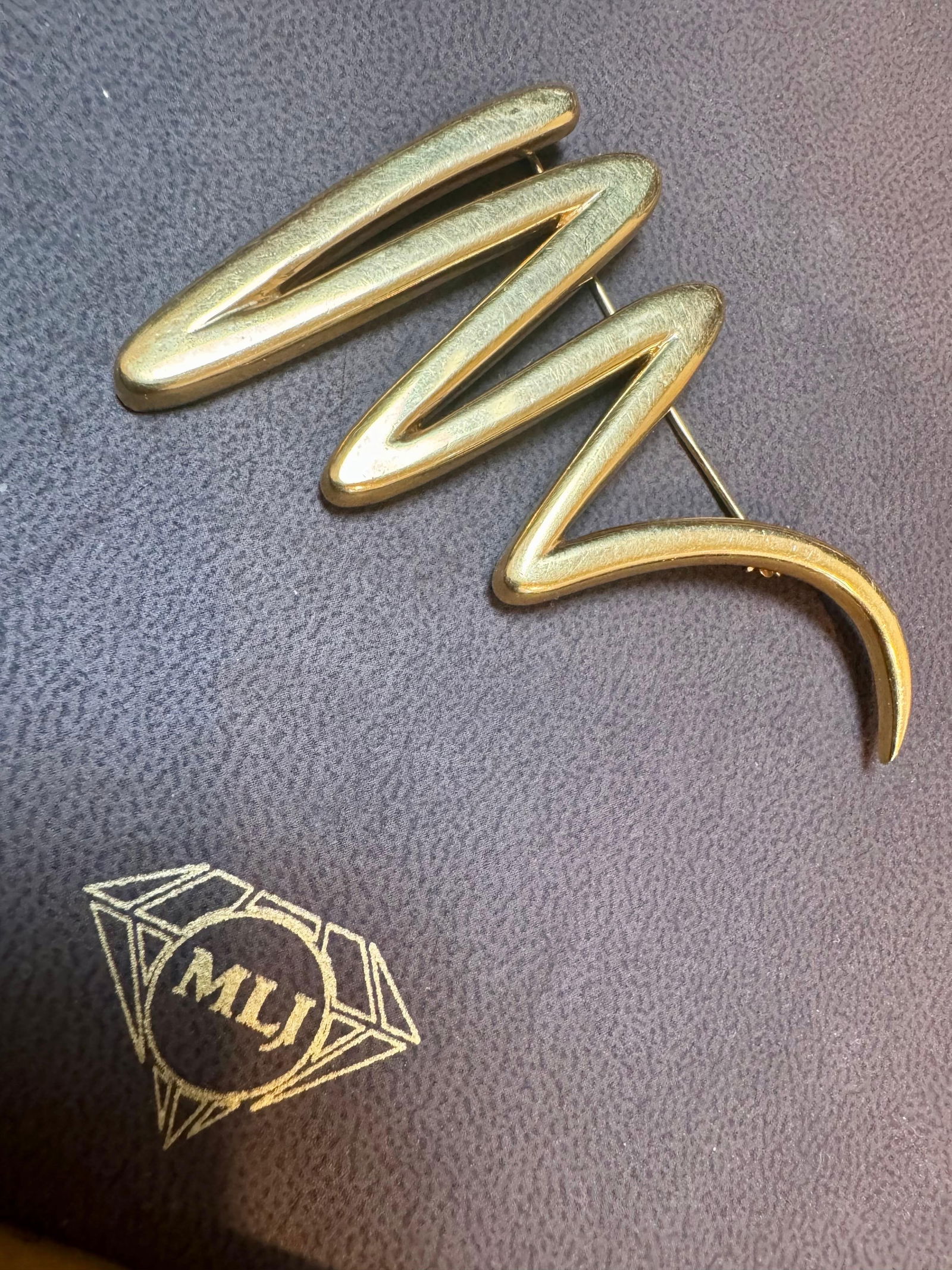 Tiffany & Co. Picasso Large Zig Zag 18k Yellow Gold Scribble Pin/Brooch, 31 Gm - 8