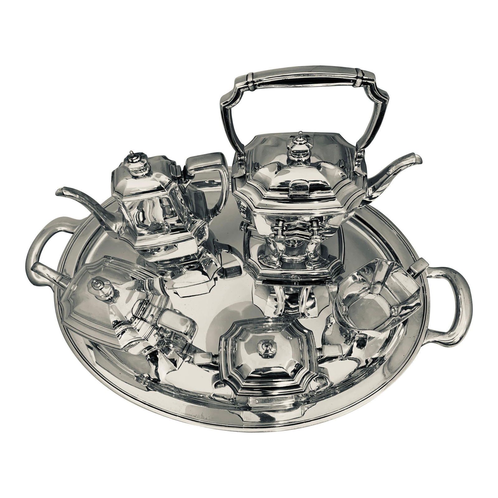 Mid 20th Century Six-Piece Tiffany & Co. Sterling Silver Kettle on Cradle W Serving Tray 7.3 Kg - 15