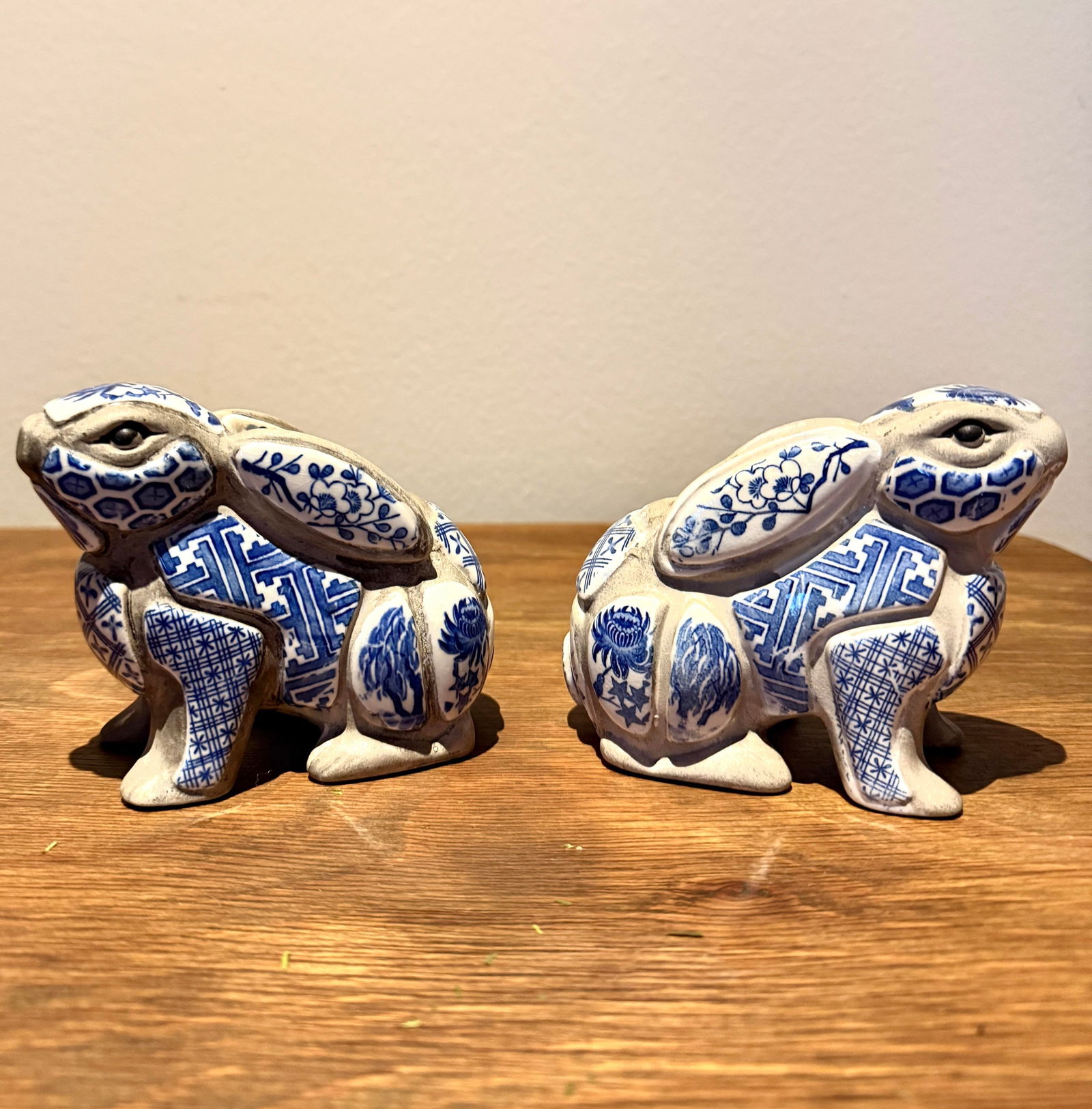 Blue and White Rabbit Candle Stick Holder Set Created by Artist Nancy Lopez in the 1980s Sold Throug - 5