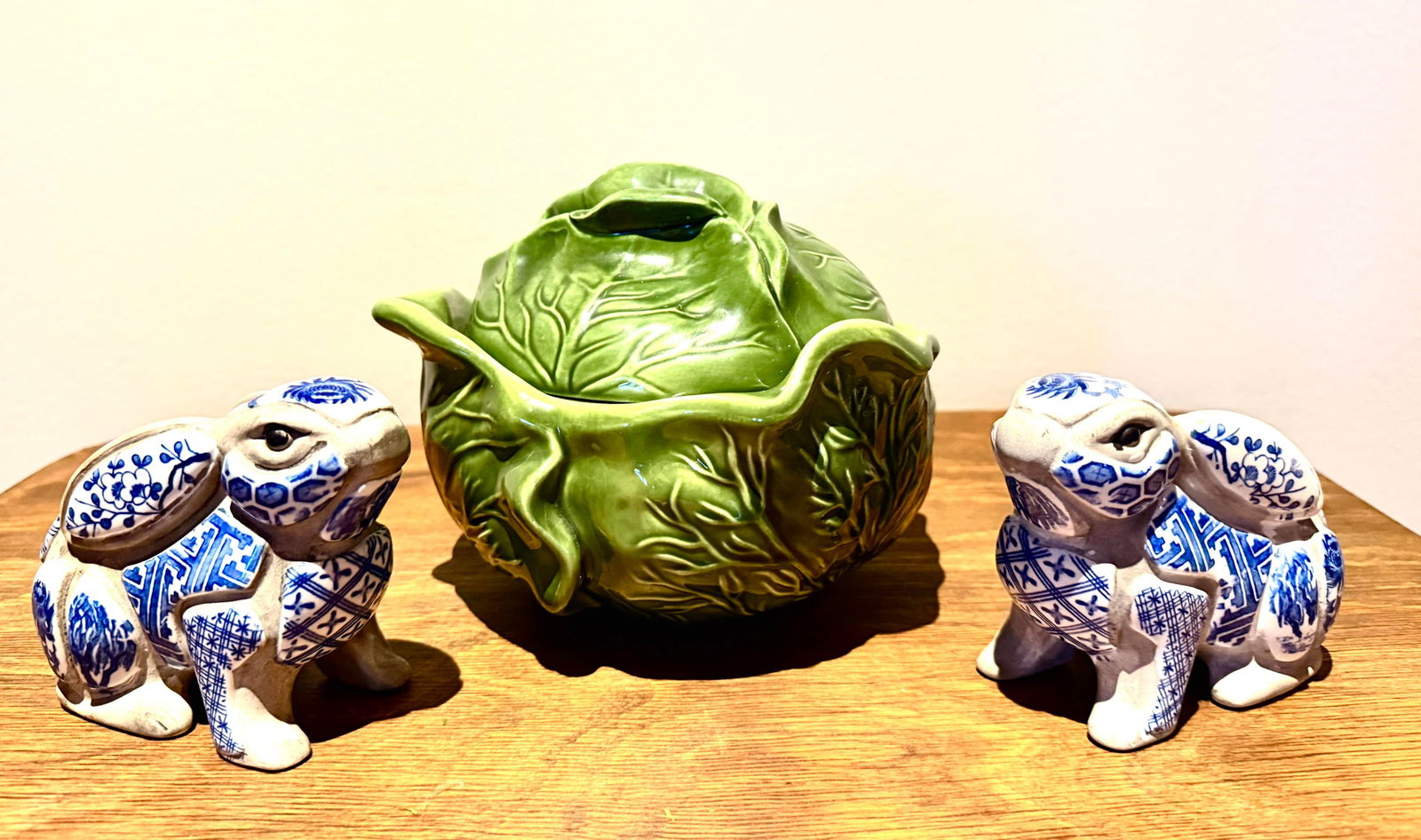 Blue and White Rabbit Candle Stick Holder Set Created by Artist Nancy Lopez in the 1980s Sold Throug - 7