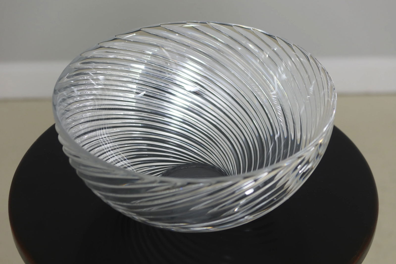 Tiffany Signed Etched Crystal Centerpiece Bowl - 2