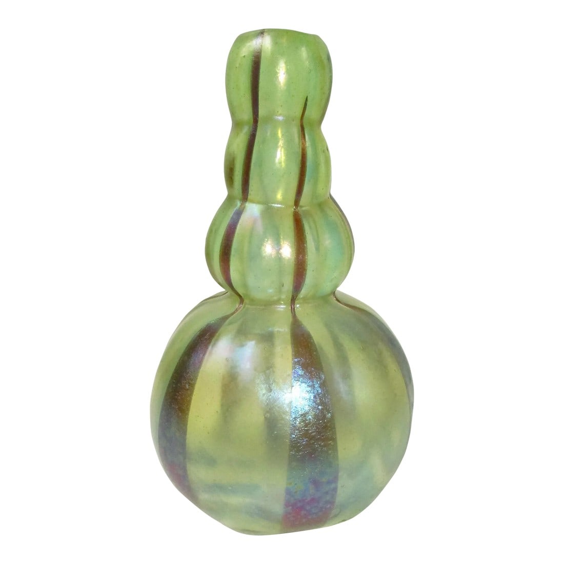 Louis Comfort Tiffany Art Vase Circa 1890's: The size is 5.25" tall and 3" in diameter. Signed to the bottom, L C T. Louis Comfort Tiffany. The condition is very good. Condition: Alterations: Original Condition Unaltered Imperfections: Some