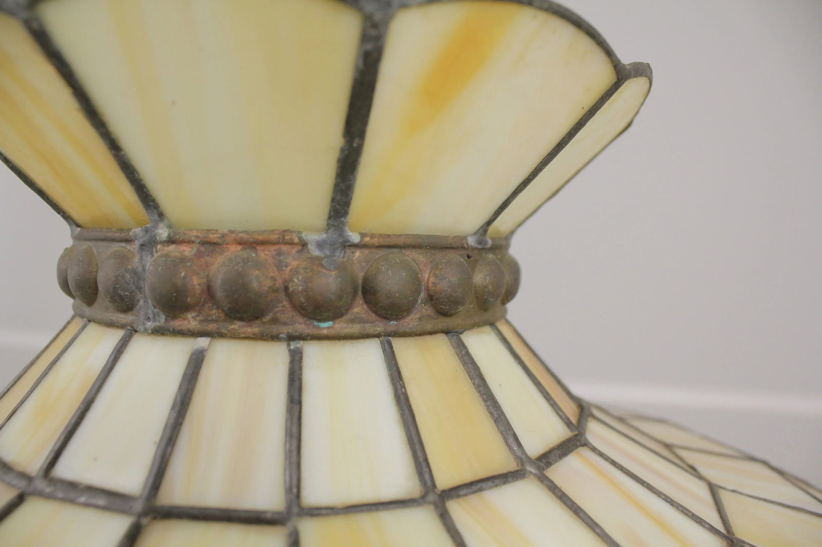 Vintage Tiffany Style Slag Stained Glass Chandelier - 8