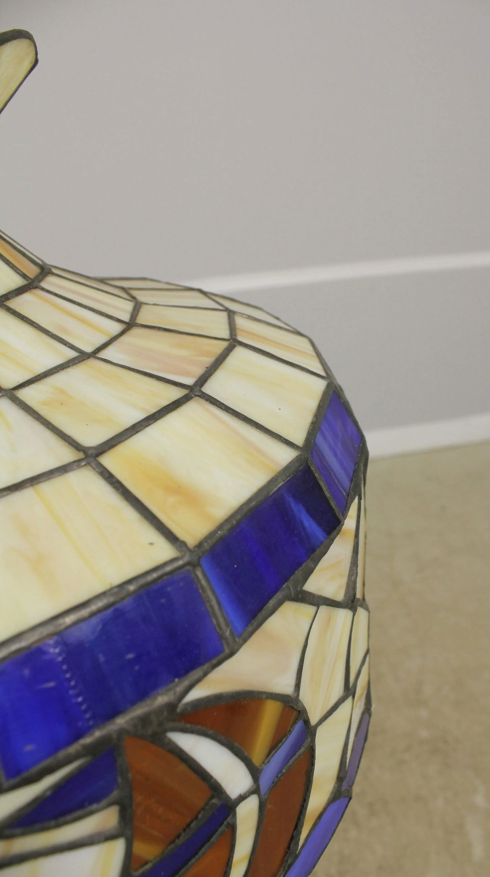 Vintage Tiffany Style Slag Stained Glass Chandelier - 9