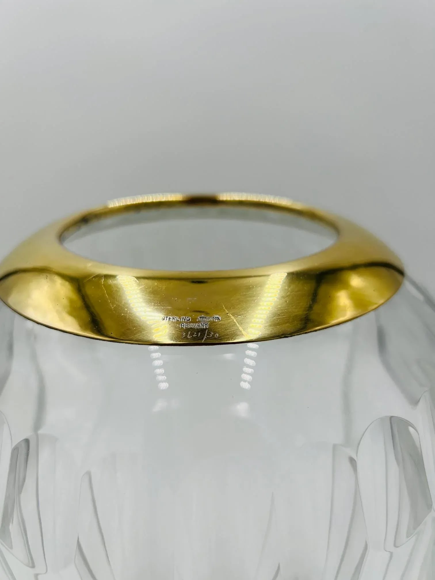 Tiffany & Company Vermeil Sterling Silver, Cut Crystal Centerpiece Vase - 4