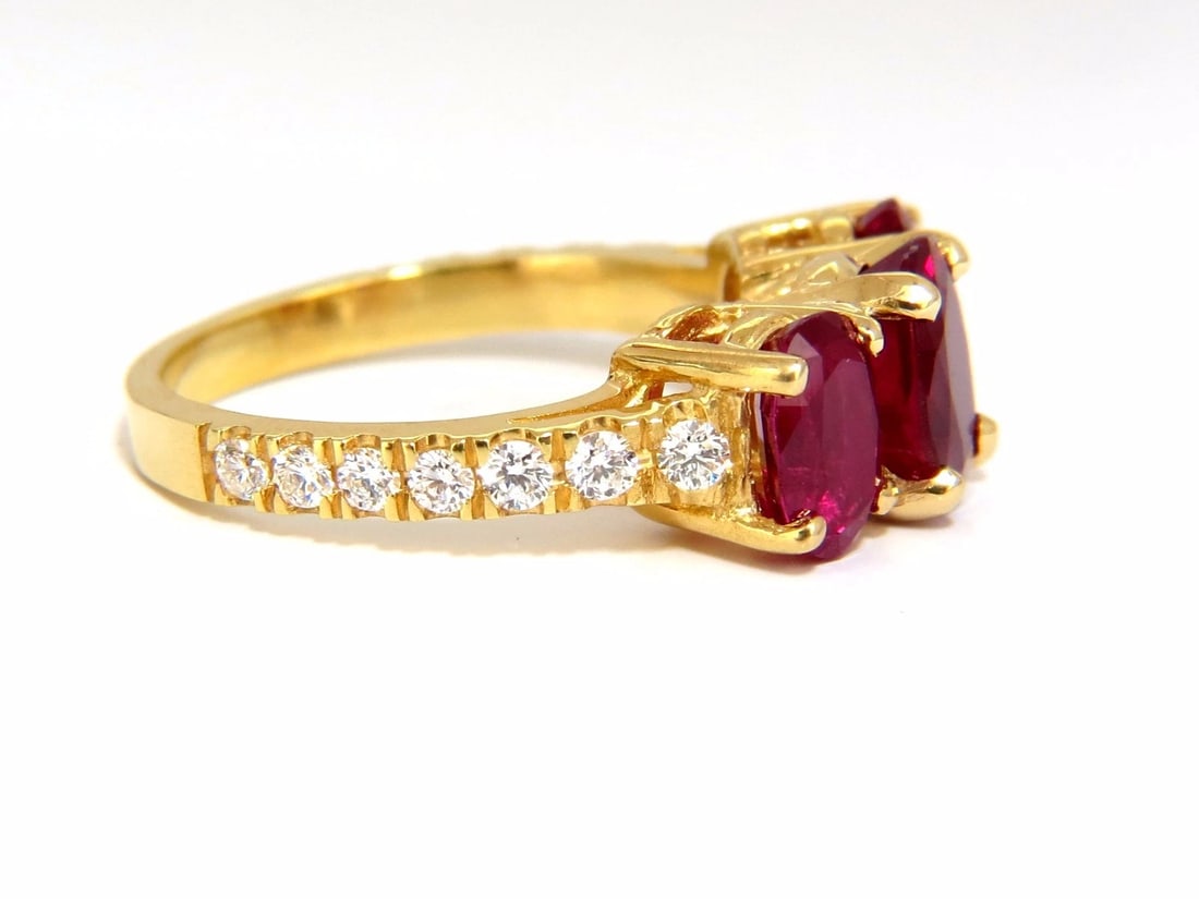 GIA Certified 4.94ct natural vivid red ruby diamonds ring 18kt origin+ - 2