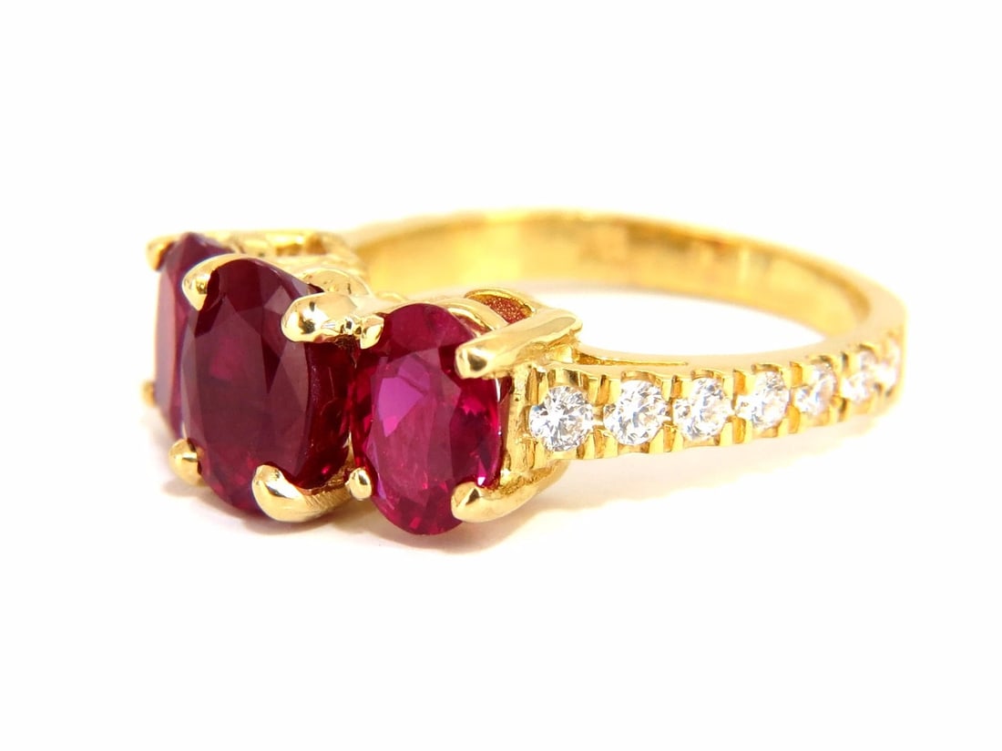 GIA Certified 4.94ct natural vivid red ruby diamonds ring 18kt origin+ - 3