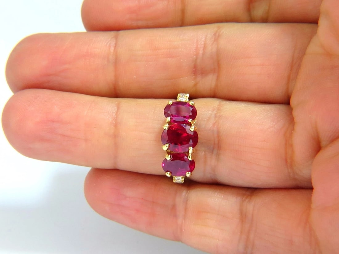 GIA Certified 4.94ct natural vivid red ruby diamonds ring 18kt origin+ - 5