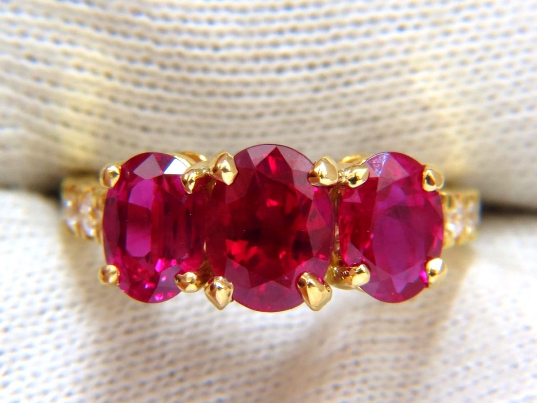 GIA Certified 4.94ct natural vivid red ruby diamonds ring 18kt origin+ - 6