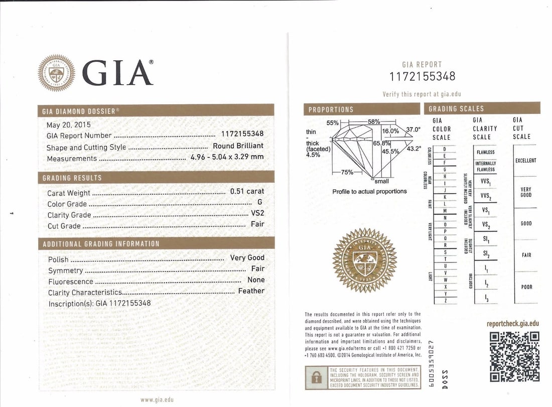 GIA Certified .51ct round cut diamond solitaire ring platinum classic G/Vs - 7