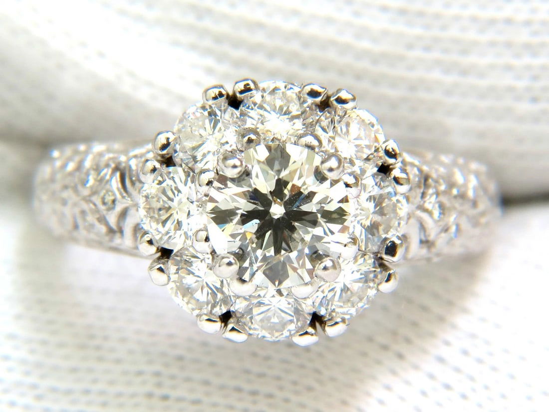 3D GILT 2.06CT CLUSTER NATURAL DIAMOND RING GOLD 14KT VS** - 2