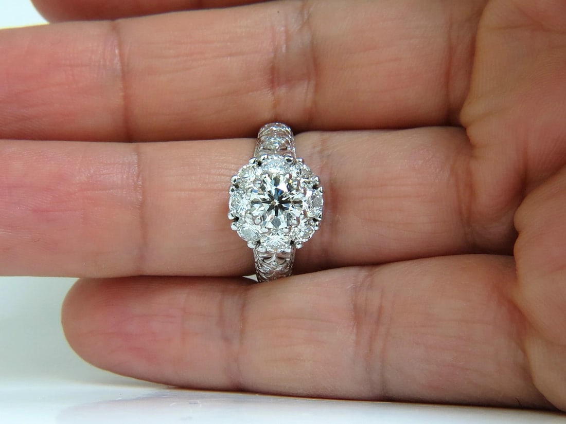 3D GILT 2.06CT CLUSTER NATURAL DIAMOND RING GOLD 14KT VS** - 8