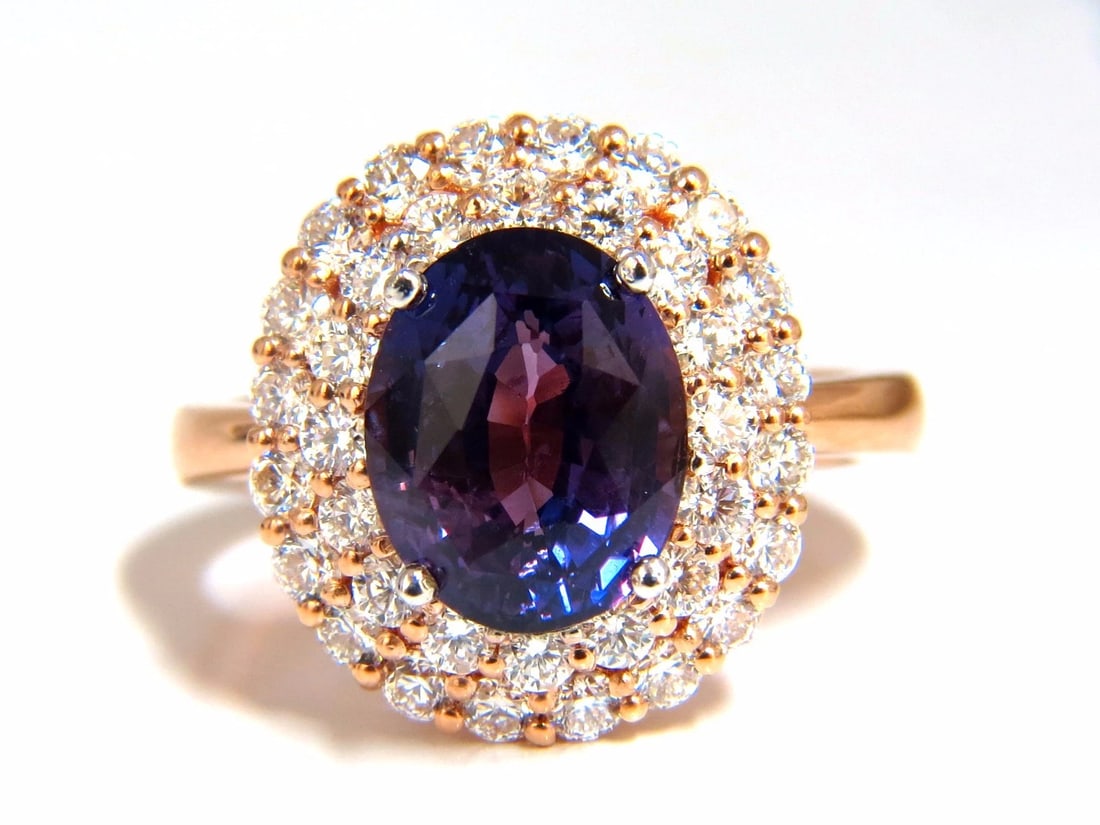 GIA Certified 6.41ct Natural Vivid purple sapphire diamonds ring+ - 2