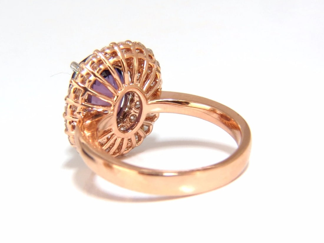 GIA Certified 6.41ct Natural Vivid purple sapphire diamonds ring+ - 4