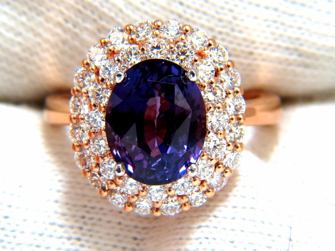 GIA Certified 6.41ct Natural Vivid purple sapphire diamonds ring+ - 5