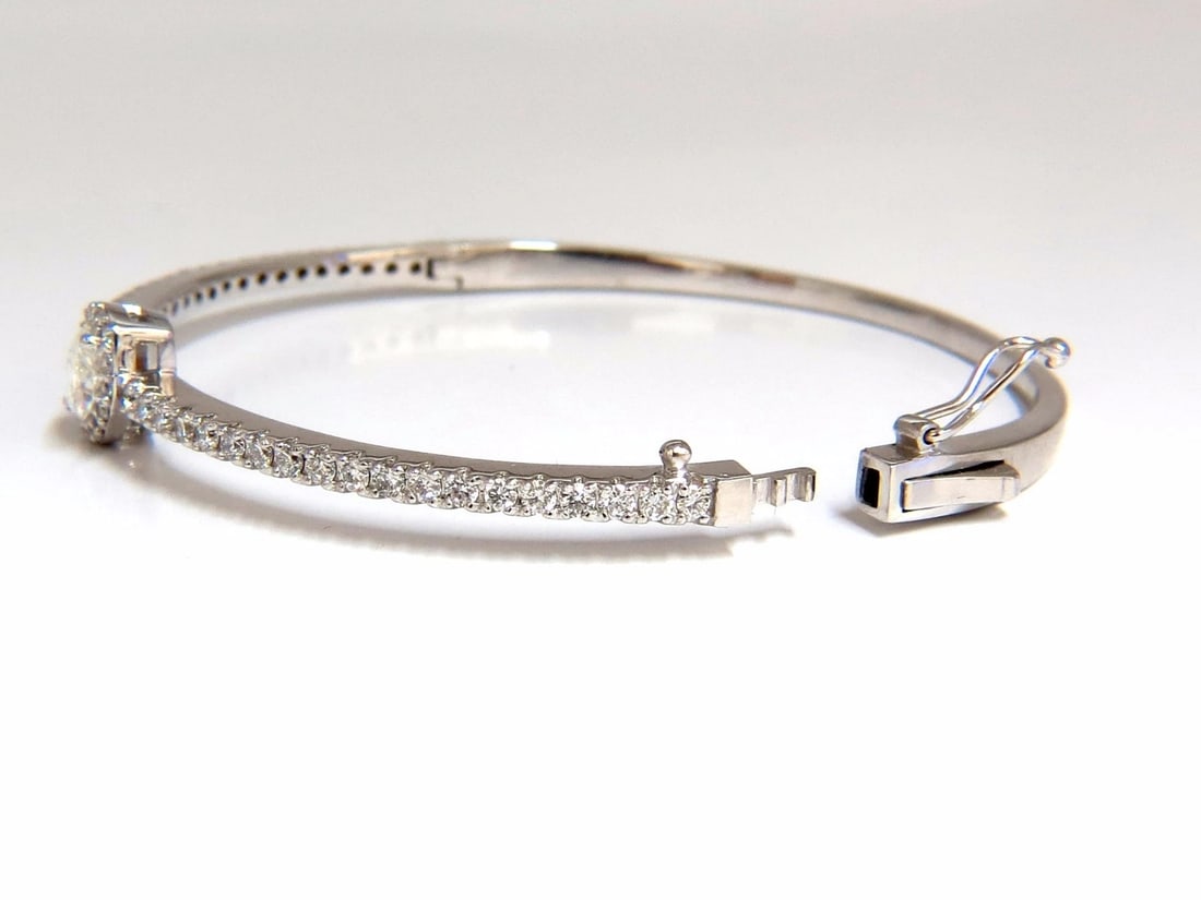 GIA Certified 1.84ct marquise diamond cluster halo bangle bracelet 14kt** - 11