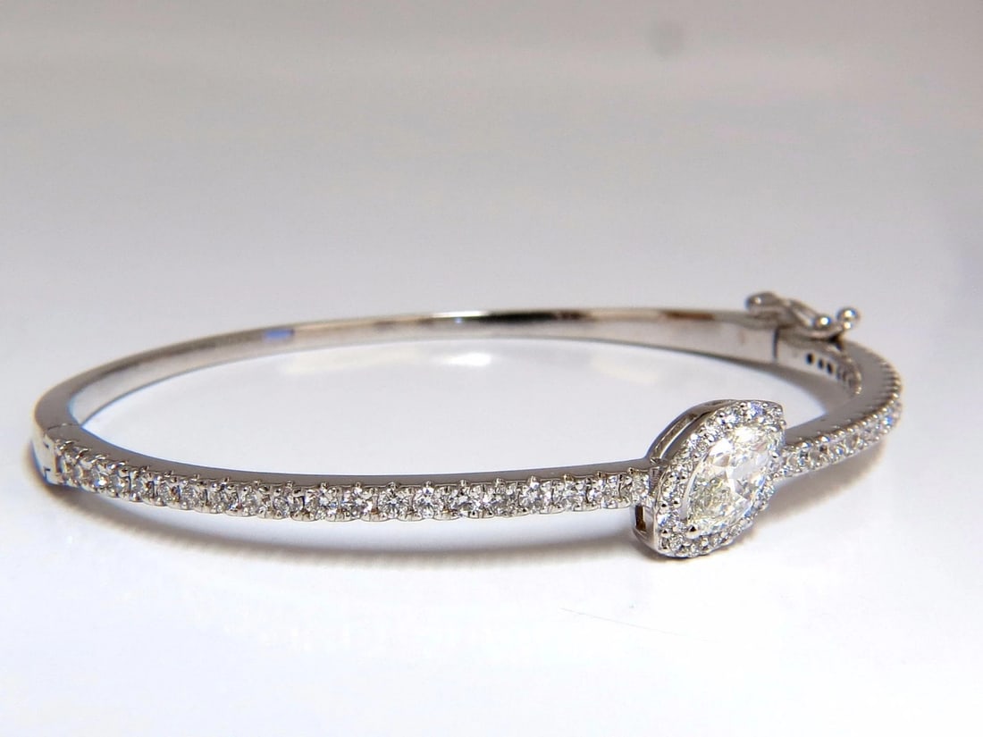 GIA Certified 1.84ct marquise diamond cluster halo bangle bracelet 14kt** - 2
