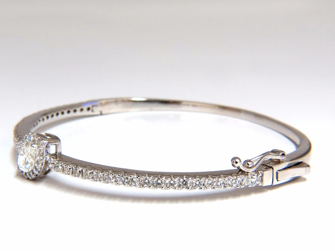 GIA Certified 1.84ct marquise diamond cluster halo bangle bracelet 14kt** - 6