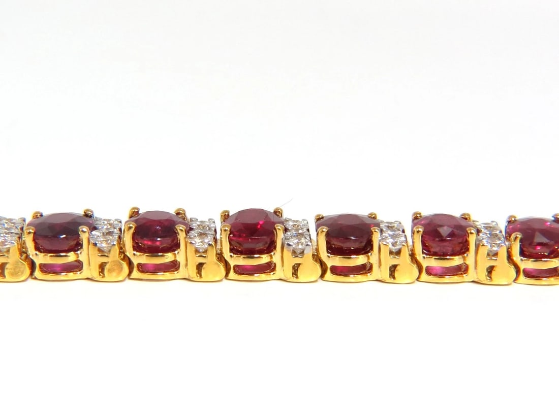 21.86ct NATURAL FINE VIVID RED RUBY DIAMONDS TENNIS BRACELET CLASSIC 14kt ** - 2