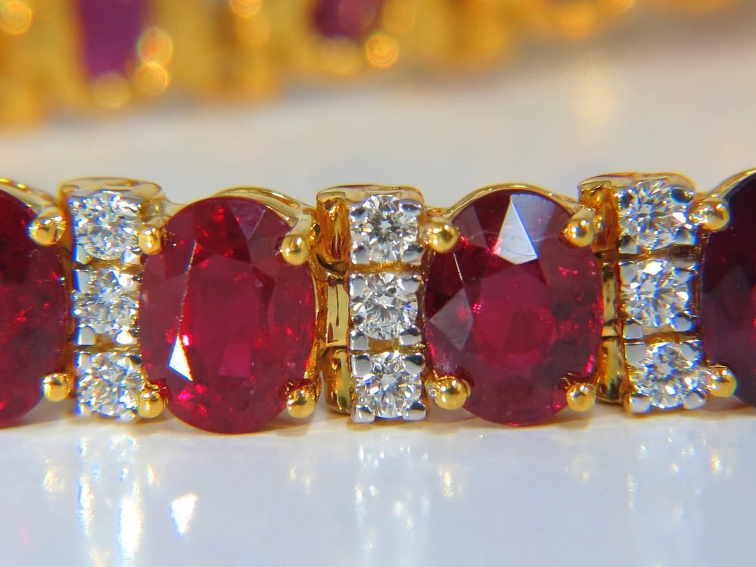21.86ct NATURAL FINE VIVID RED RUBY DIAMONDS TENNIS BRACELET CLASSIC 14kt ** - 6