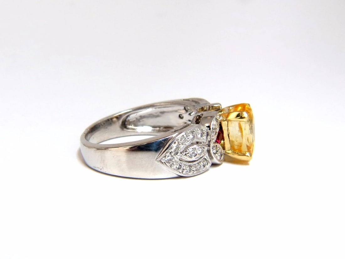 3.28ct natural yellow sapphire diamonds ring platinum + - 3