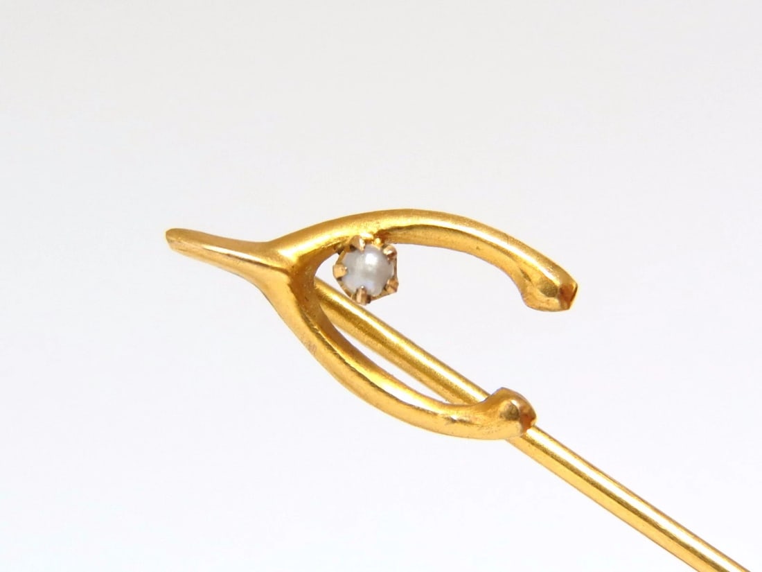 LOT OF (6) ANTIQUE HAT PINS COLLECTOR CLASSIC HORSESHOE JOCKEY CLOVER 14kt** - 4