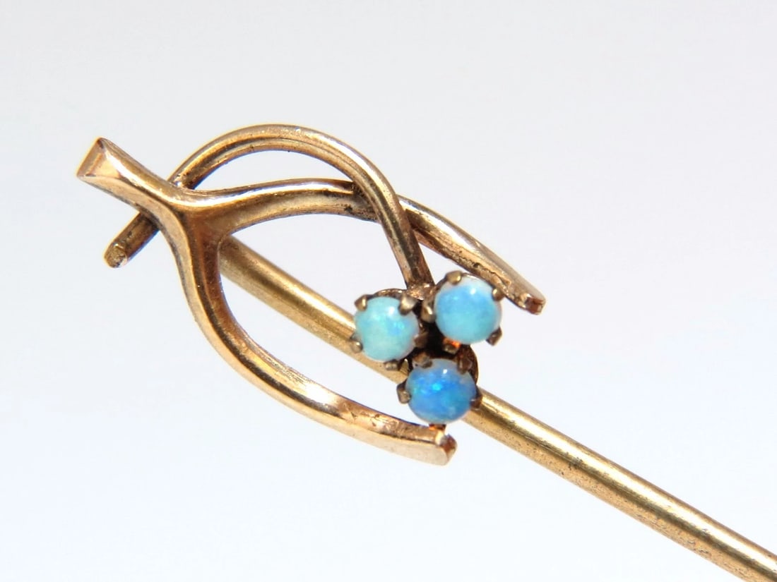 LOT OF (6) ANTIQUE HAT PINS COLLECTOR CLASSIC HORSESHOE JOCKEY CLOVER 14kt** - 5