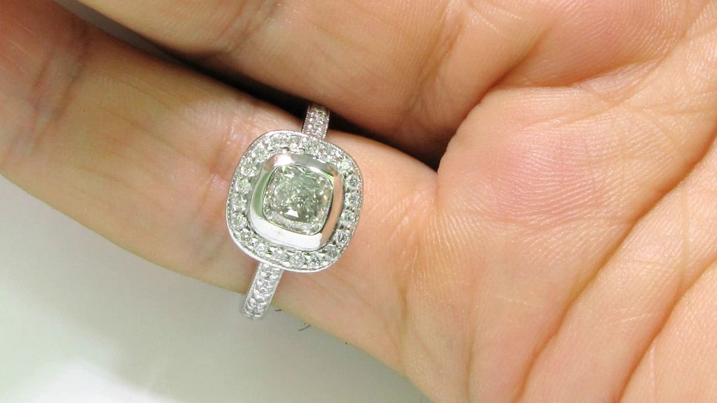 GIA 2.63CT HALO CUSHION CUT DIAMOND RING PLATINUM I/VS1+ - 2