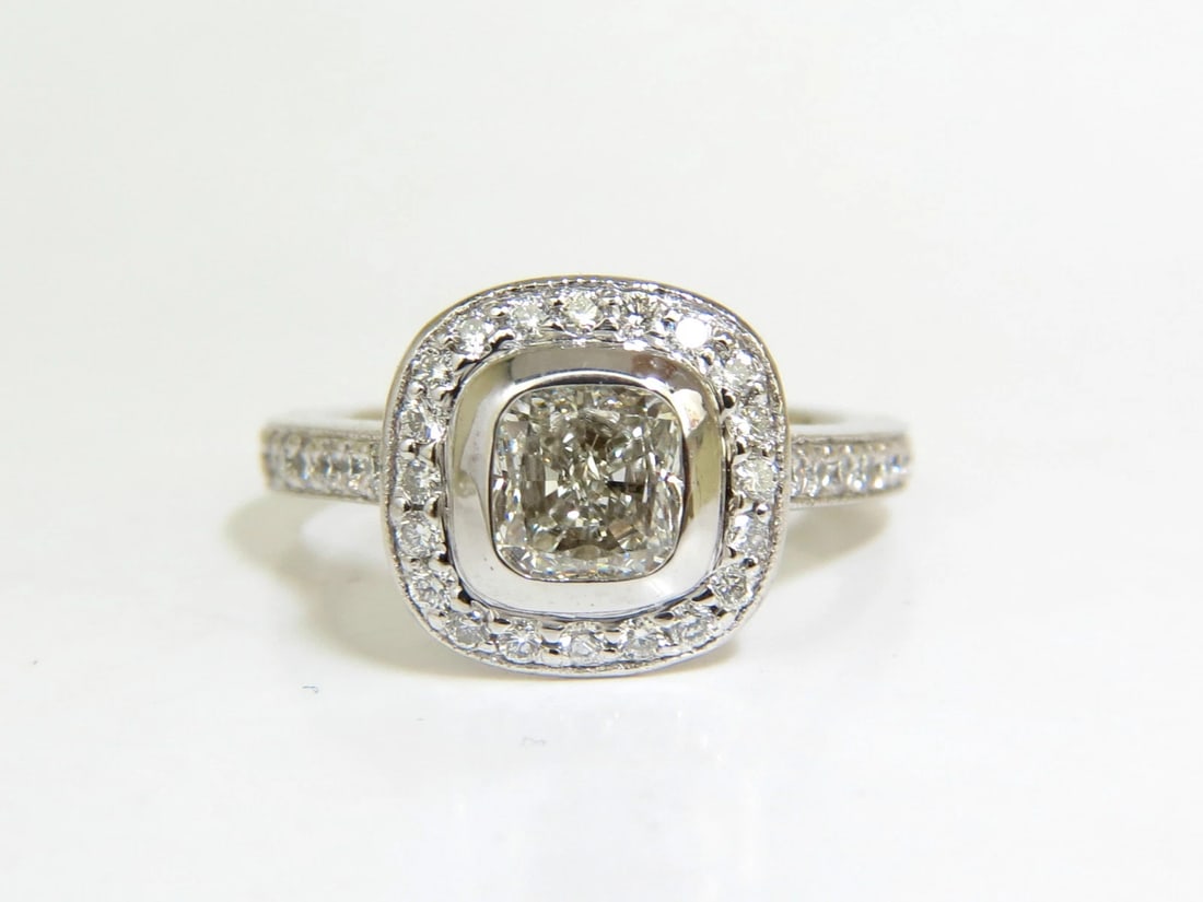 GIA 2.63CT HALO CUSHION CUT DIAMOND RING PLATINUM I/VS1+ - 5