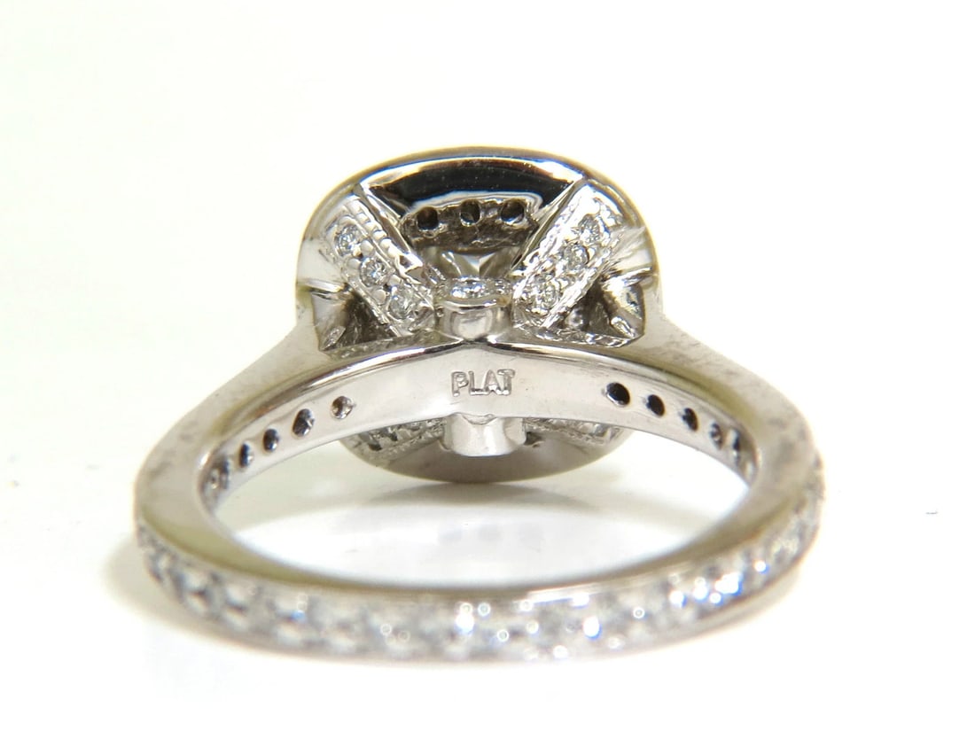 GIA 2.63CT HALO CUSHION CUT DIAMOND RING PLATINUM I/VS1+ - 8