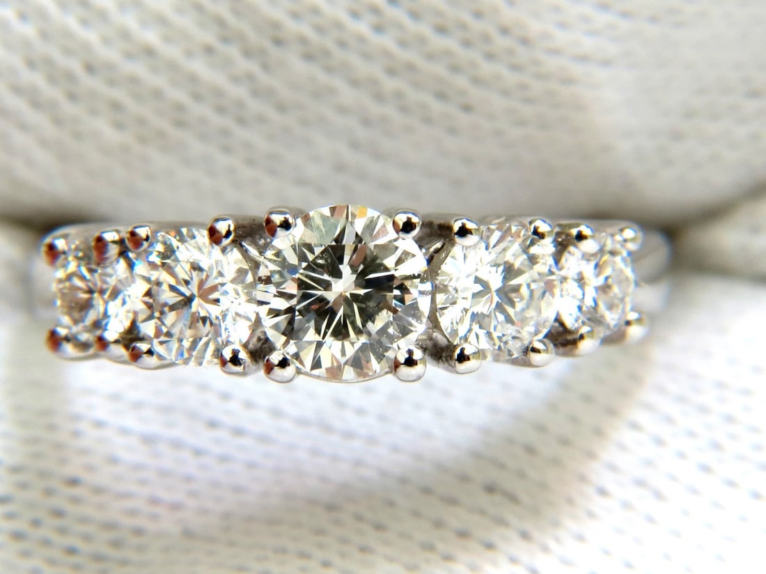 1.20CT NATURAL DIAMONDS BAND 5 STONE RING 14KT GOLD H/VS** - 3