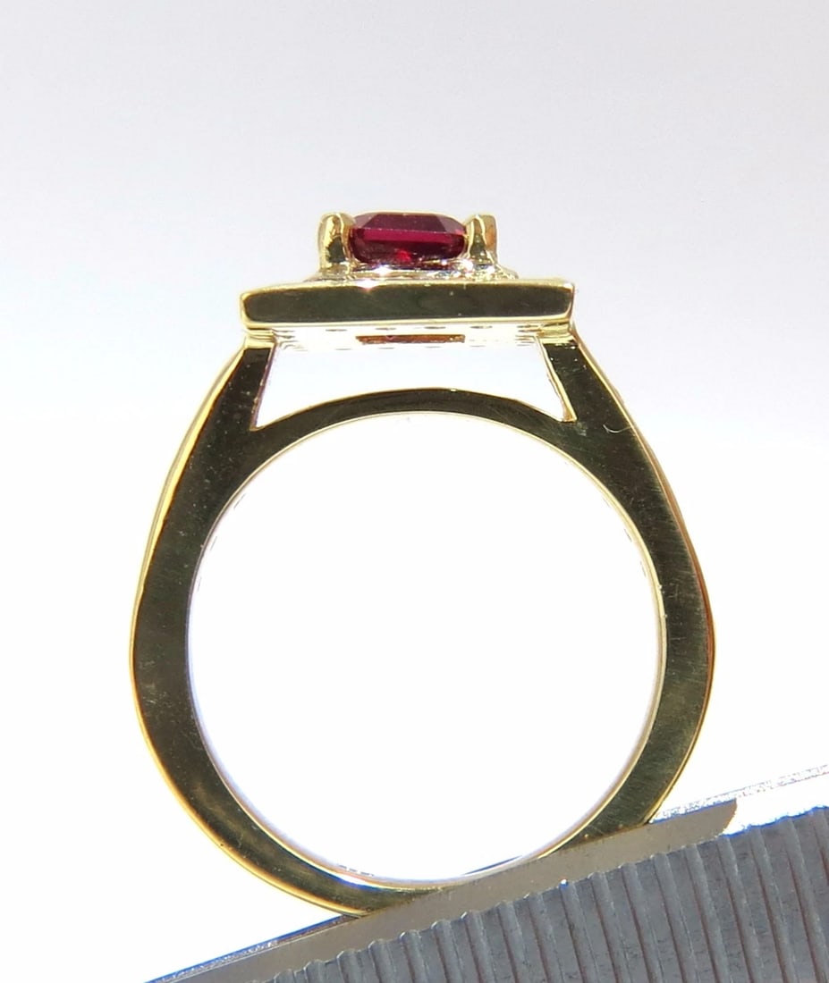 GIA Certified 1.51ct Asscher cut vivid red ruby 2.00ct diamonds ring 18kt+ - 5