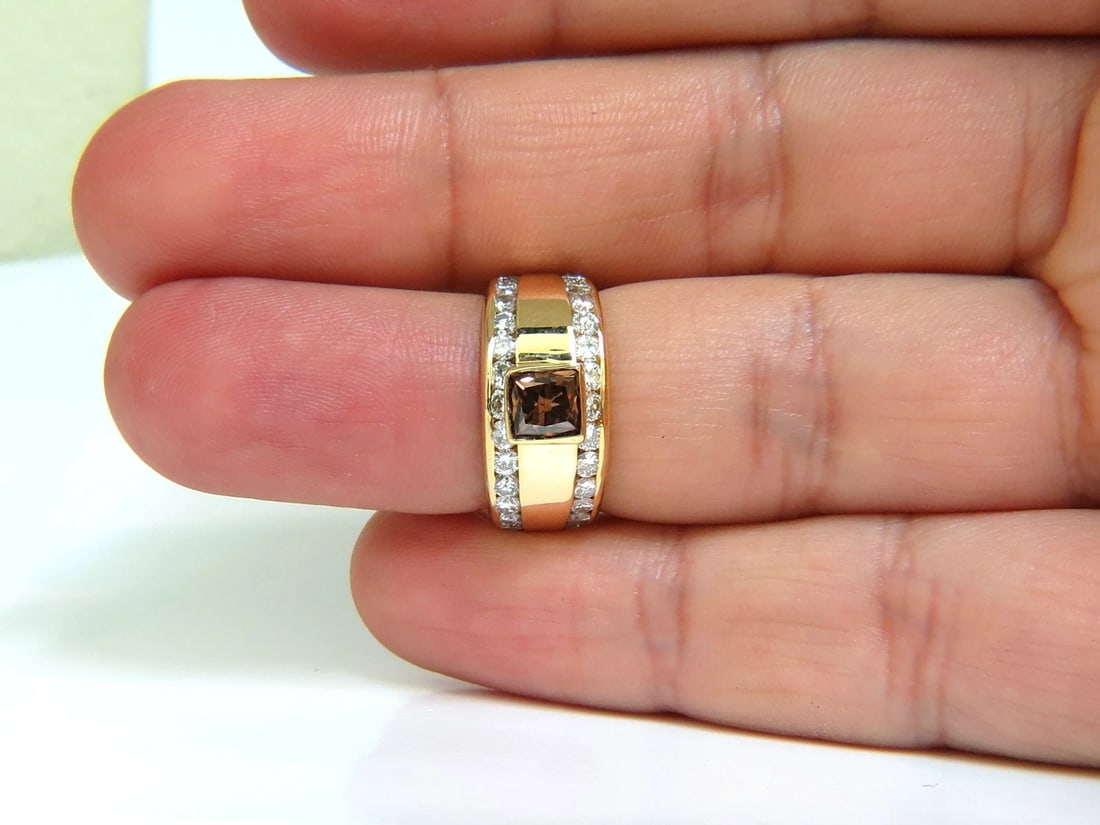 3.21CT NATURAL FANCY VIVID BROWN DIAMOND RING 14KT+ - 9