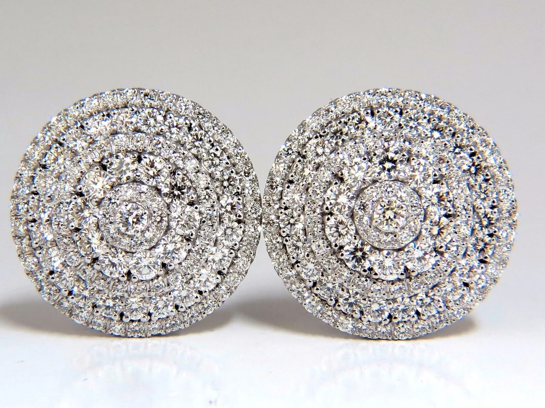 8.00ct Circular Domed Diamond Cocktail Cluster Clip Earrings 18kt 5 Row**: Title: 8.00ct Circular Domed Diamond Cocktail Cluster Clip Earrings 18kt 5 Row** Description: Important Jewels Domed Circular 5 Row, Cocktail Cluster Grand 8.00ct. Natural diamonds Rounds, Full cut