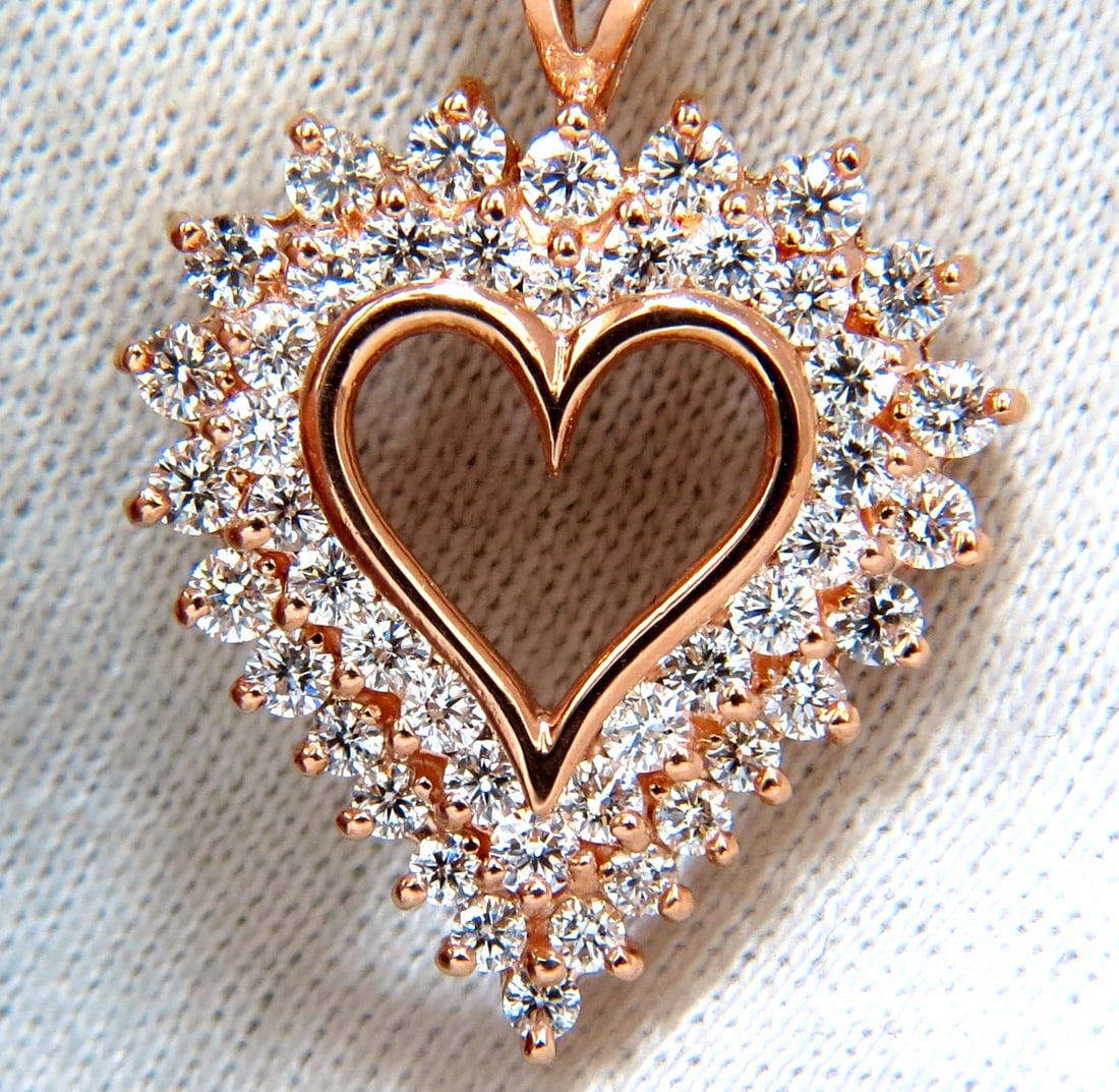 2.50ct diamonds open heart necklace 14kt g/vs 20inch+** (1 of 6)