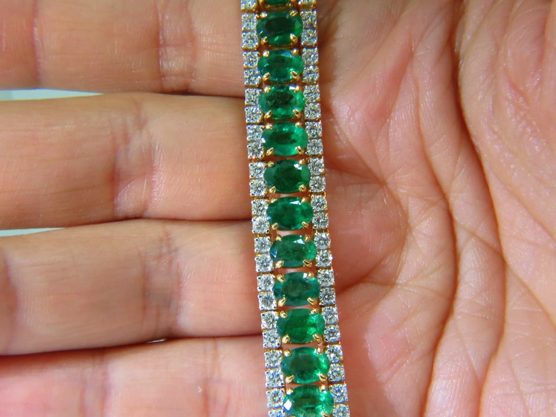 27.65CT NATURAL GREEN EMERALD DIAMOND BRACELET F/VS 14KT MULTIROW** - 11