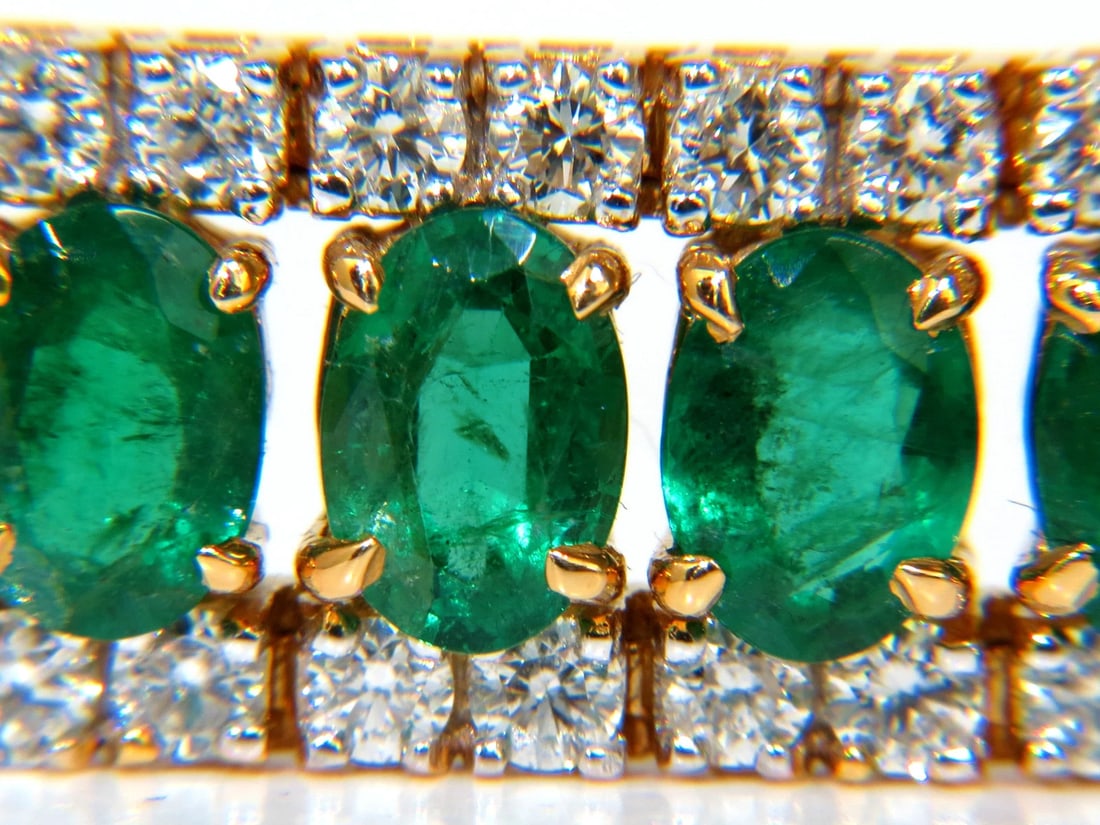 27.65CT NATURAL GREEN EMERALD DIAMOND BRACELET F/VS 14KT MULTIROW** - 2