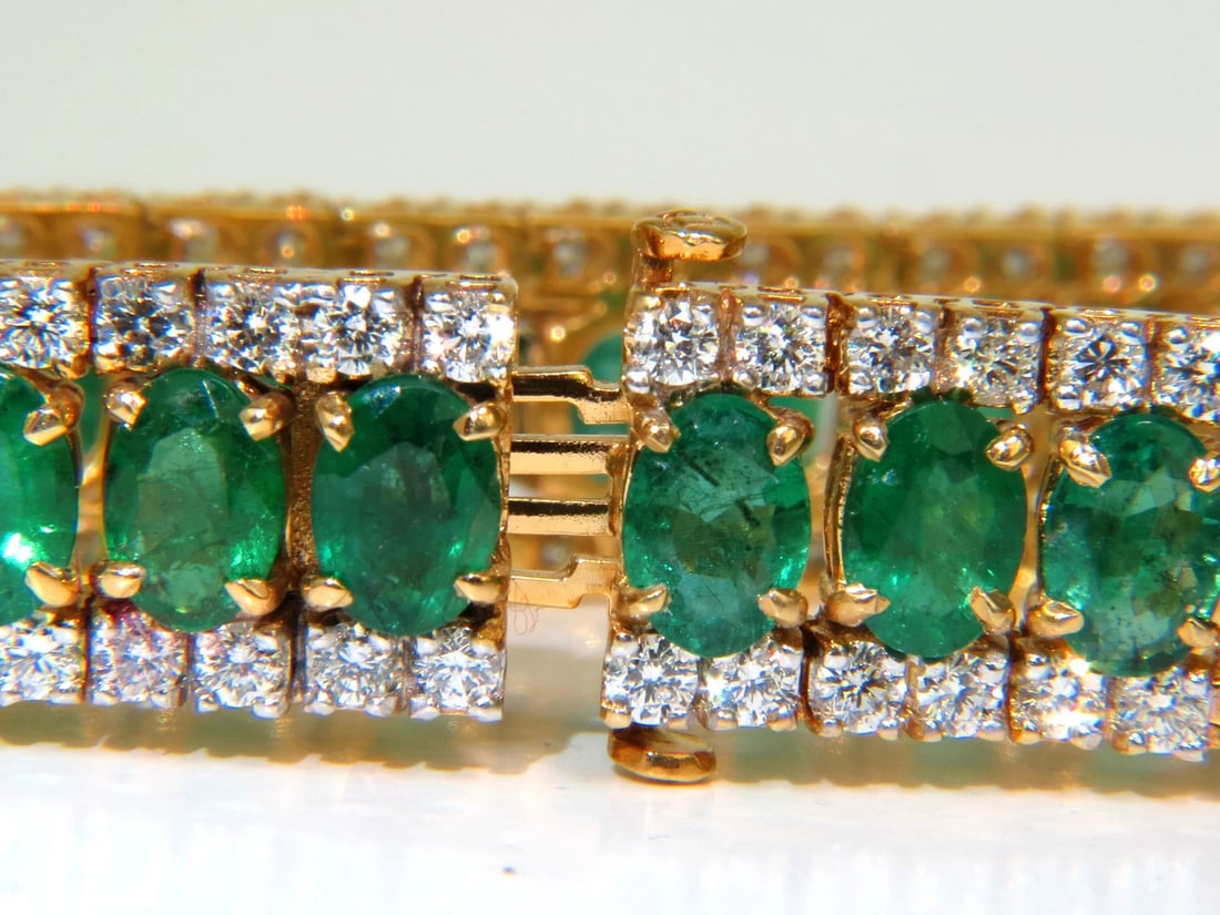 27.65CT NATURAL GREEN EMERALD DIAMOND BRACELET F/VS 14KT MULTIROW** - 4