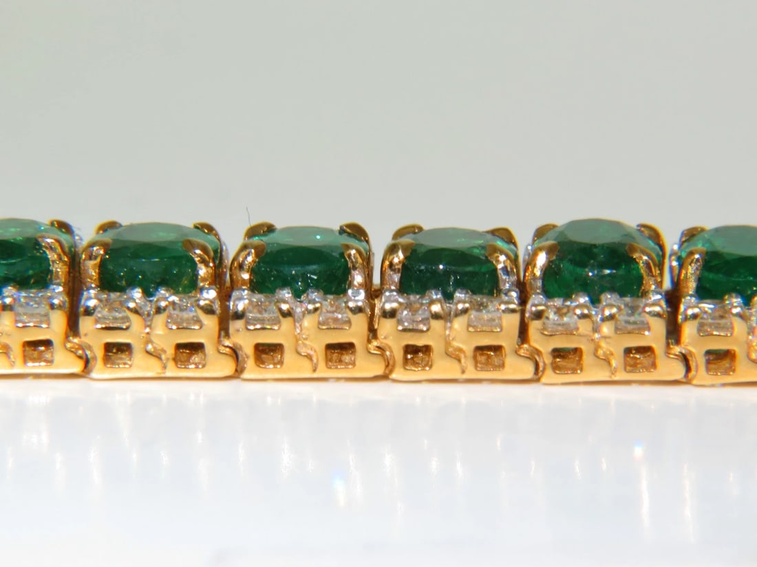 27.65CT NATURAL GREEN EMERALD DIAMOND BRACELET F/VS 14KT MULTIROW** - 9