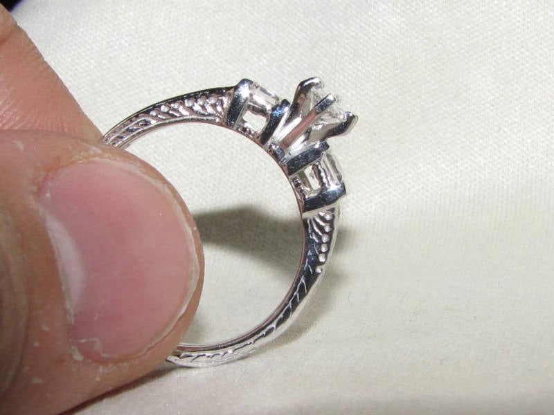 NATURAL .56CT MARQUISE & ASCHER CUT DIAMOND RING+ - 6