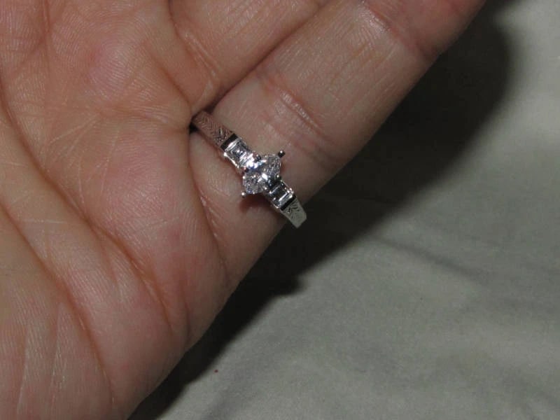 NATURAL .56CT MARQUISE & ASCHER CUT DIAMOND RING+ - 7