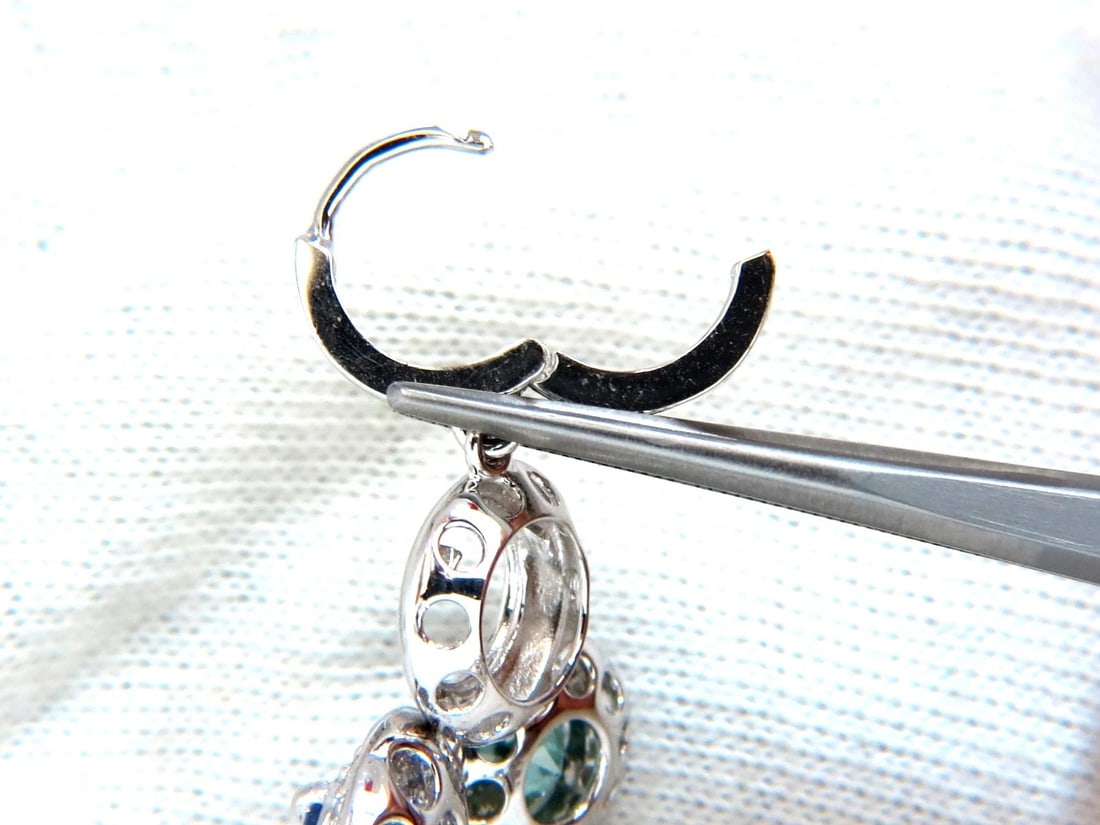 7.07CT NATURAL TANZANITES ZIRCON DIAMONDS CIRCLE DANGLE EARRINGS 14KT** - 4