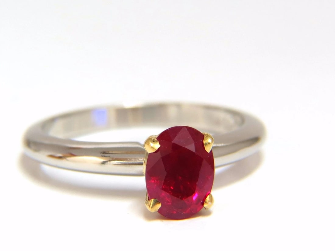 GIA Certified 1.23ct Natural Ruby Ring 18kt / Platinum Engagement+: Title: GIA Certified 1.23ct Natural Ruby Ring 18kt / Platinum Engagement+ Description: Red Prime Ruby Ring 1.23ct. Natural GIA Certified Ruby Ring GIA Certified Report ID: 2171627319 7.04 X 5.27 X 3.9