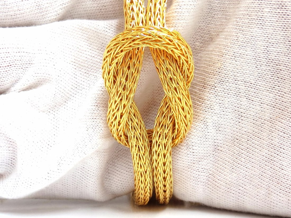 18kt Sailor's Knot Enameled Weave Necklace Long Bolo Tassel Deco 132 grams ** - 4
